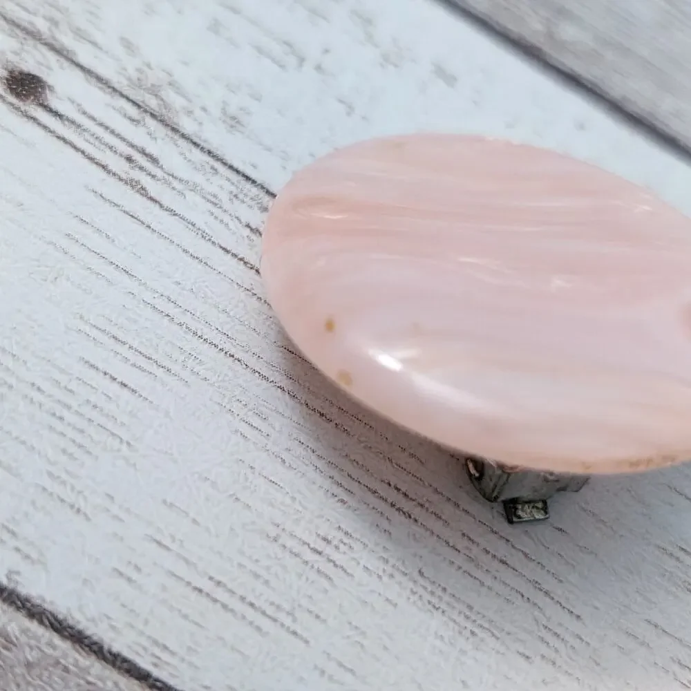 Vintage Clip On Earrings Large 1.25 Pink